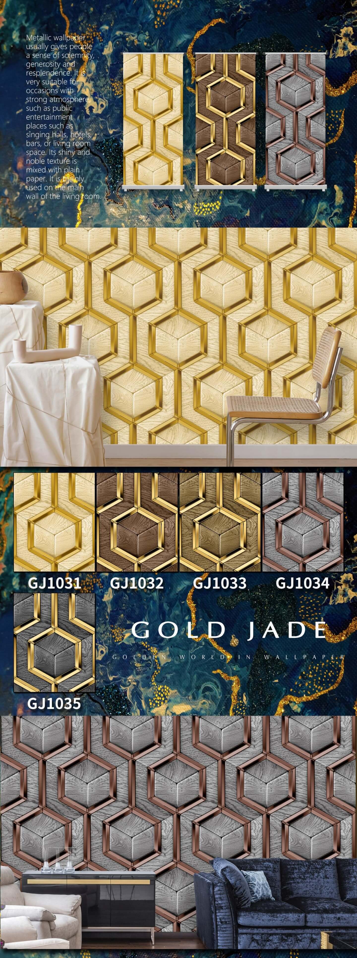 Papel de parede de folha de ouro retrô de alta qualidade 